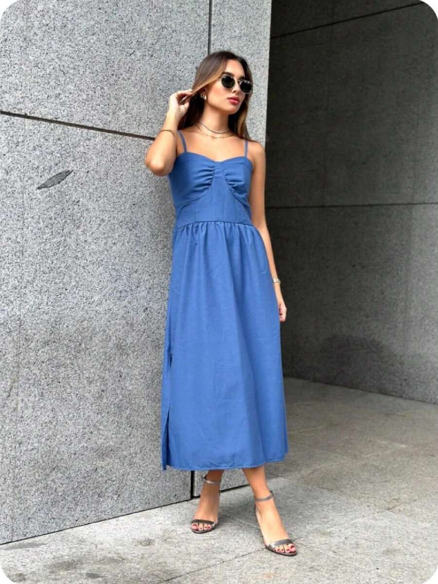 vestido guiana - Azul - Visão 1