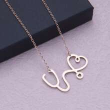 Dây chuyền mặt dây chuyền bằng thép không gỉ hình ống nghe thời trang Punk, Quà tặng tốt nghiệp y khoa cho sinh viên - Hoa hồng vàng - Xem 5