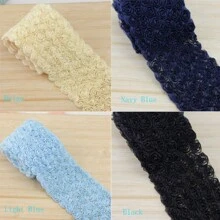 6 filas Flor de rosa 3D Cinta de encaje de borde de gasa 9 cm de ancho Estilo vintage Adornos de bordes Tela bordada Aplicación de costura Diy Vestido de novia Ropa Decoración de lazo