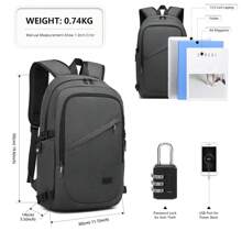 Laptop Backpack With USB Charging Port Anti-Theft Lightweight Water Resistant Business Travel Computer Rucksack Work Bag Fits 15.6 Inch Laptop For Men And Women - Dark Grey - View 3