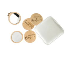 Espejo de maquillaje de madera simple personalizado, regalo personalizado para dama de honor, espejo de madera para dama de honor