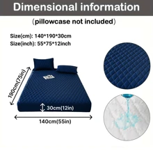 1pc Waterproof Mattress Cover Thickened Mattress Protector Dustproof Urine-Proof Bedding Sheet (Pillowcase Not Included) - Navy Blue - View 21