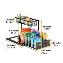 Organizers And Storage 2 Tier Slide Out Kitchen Cabinet Organizer Sturdy Metal Bathroom Storage - White - View 7