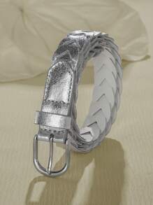 1 件女士时尚编织皮带，适合连衣裙，带方形扣，万圣节夏季、学校秋季、秋季、万圣节 - 腰帶 - 查看 4