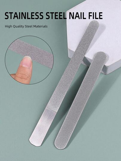 klimonla 1pc New Stainless Steel Diamond Rubbing Strip, Honeycomb Rubbing Strip, Nail Art Rubbing Strip, Japanese Same Nail File