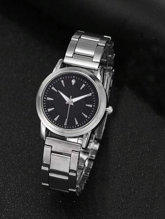 1 st Pojkar Casual Silver Metal Band Round Dial Quartz Armbandsur, Lämplig för vardagen