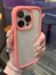 Minimalist Pink Solid Color Material Transparent Acrylic Phone Case Compatible With IPhone 17 Pro Max/17 Pro/17 Air/17/16 Pro Max/16/16 Pro/16 Plus/16E/15/15 Plus/15 Pro/15 Pro Max/11/12/13/14 Pro Max/11 Pro/11 Pro Max/12 Pro/12 Pro Max/13 Pro/13 Pro Max/7 Plus/14 Pro/14 Pro Max/14 Plus Hard Case Spring Pastel Gift - Pink - View 3