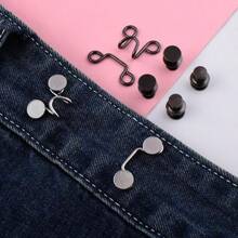 3pcs Adjustable Waist Cinchers, Waist Button Clip Set For Pants & Skirts, Extra Button Fasteners For Waist Adjustment (Silver) - Silver - View 2