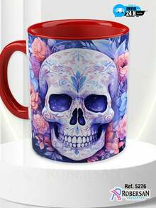 Different Halloween Skull Porcelain Mugs Personalized 3D Coffee Mugs 325ml 5276 - Đỏ - Xem 2