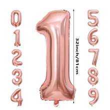 0-9跨境新款32英寸数字铝箔气球玫瑰金/银色/白色/绿色数字生日周年庆派对装饰铝箔气球 - 彩色 - 查看 9