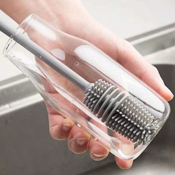 3pcs Silicone Cup Brush, Cup Cleaning Tool, No Dead Angle Household Long Handle Silicone Milk Bottle Cup Brush