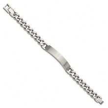 The Black Bow Men's Stainless Steel Adjustable Curb Link Brushed I.D. Bracelet, 9 In