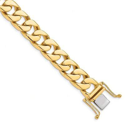 The Black Bow Men's 14k Yellow Gold, 12mm Flat Beveled Curb Chain Bracelet, 8 Inch