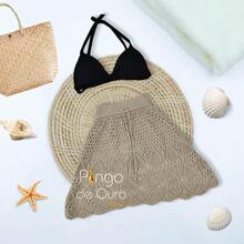 Beachwear Short Knitted Skirt For Women - 米色 - 查看 2