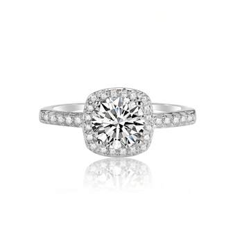 1 Piece 0.5/1/2 Carat Four Prong Round Moissanite Rhinestone Ladies Engagement Ring, D Color VVS1 Clarity Rhinestone Wedding Band, S925 Sterling Silver Plated 18K White Gold Wedding Band, Valentine's Day Gift, Anniversary Gift Valentines