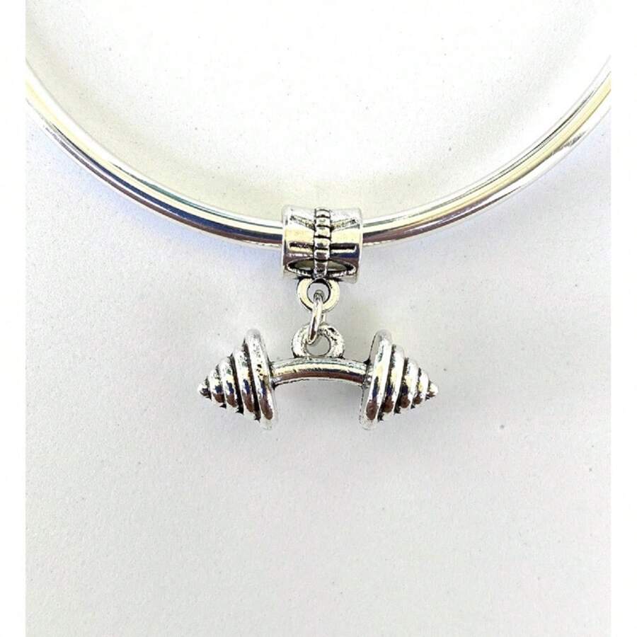 Dumbbell Charm Pendant For Bracelets - 銀色 - 查看 1