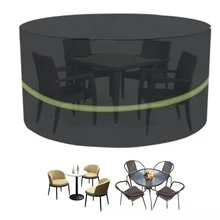 Outdoor Round Table Cover With Reflective Strips - Black Woven Polyester Fabric, Water-Resistant And Dust-Proof Patio Furniture Protective Cover For Garden And Yard,Bag,Organizer,Storage - Black - View 7