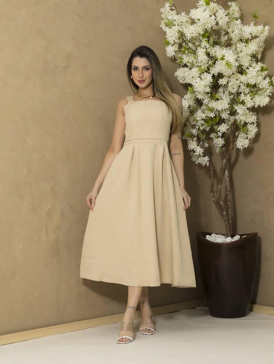 Tailored Dress With Cups V739 - Màu be - Xem 1