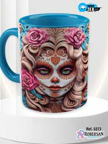 Personalized Different Porcelain Mugs Halloween Skull 3D Coffee Mug 5273 - 藍色 - 查看 2