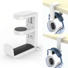 1pc Desk Clamp Headset Holder, 360° Rotating Headphone Stand, No-Drill Desk Clamp Headset Holder, 360 Degree Rotating Headphone Stand, Miscellaneous Storage Rack, Internet Cafe Headset Stand, Hanging Storage Support Rack - Multicolor - View 15