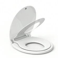 17 英寸马桶座圈，内置幼儿座椅的圆形马桶座圈，如厕训练马桶座圈，适合成人和儿童，静音关闭盖和座椅浴室装饰夏季 - 白色 - 查看 1