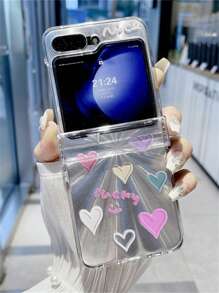 Y2K Korean Cute Colorful Heart Laser Aurora Phone Case Compatible With Samsung Galaxy Z Flip 5 Z Flip6 ZFlip4 Z Flip 3 5G Transparent Graffiti Back Cover