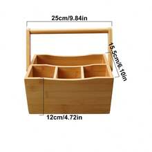 Bamboo Kitchen Utensil Holder,4 Sections Large Utensil Holder For Countertop, Farmhouse Cooking Utensil Caddy ,Rustic Extra Storage Organizer Box For Silverware Fork Spoon,Kitchen Storage,Kitchen Organizer,Kitchen Organiser,Storage Items,Kitchen,Storage,Organizer,Organiser,Organization,Organizers,Drawer Organizer,Travel,Kitchen Items,Kitchen Utensils,Kitchen Tools,Kitchen Things. - Brown - View 2
