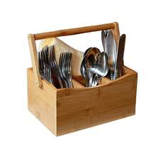 Bamboo Kitchen Utensil Holder,4 Sections Large Utensil Holder For Countertop, Farmhouse Cooking Utensil Caddy ,Rustic Extra Storage Organizer Box For Silverware Fork Spoon,Kitchen Storage,Kitchen Organizer,Kitchen Organiser,Storage Items,Kitchen,Storage,Organizer,Organiser,Organization,Organizers,Drawer Organizer,Travel,Kitchen Items,Kitchen Utensils,Kitchen Tools,Kitchen Things. - Brown - View 8