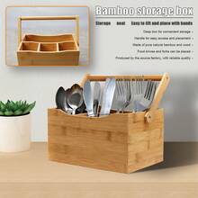 Bamboo Kitchen Utensil Holder,4 Sections Large Utensil Holder For Countertop, Farmhouse Cooking Utensil Caddy ,Rustic Extra Storage Organizer Box For Silverware Fork Spoon,Kitchen Storage,Kitchen Organizer,Kitchen Organiser,Storage Items,Kitchen,Storage,Organizer,Organiser,Organization,Organizers,Drawer Organizer,Travel,Kitchen Items,Kitchen Utensils,Kitchen Tools,Kitchen Things. - Brown - View 6