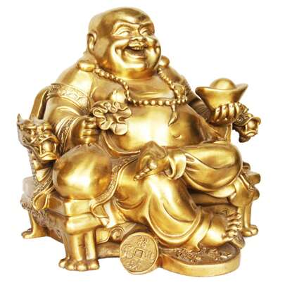 1pc Resin Buddha Statue For Lucky & Happiness, Laughing Buddha On Emperor's Dragon Chair, Brass Buddhist Statues And Sculptures Home Decor, Gifts For Chinese New Year/Valentine's Day/Mother's Day/Father's Day/Birthday Birthday Graduation