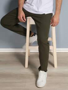 Estone Men's Skinny Jeans With Elastane - Army Green - View 7