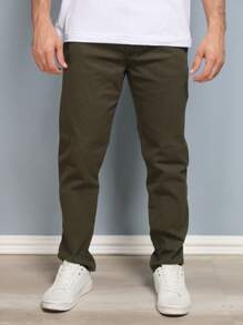 Estone Men's Skinny Jeans With Elastane - Army Green - View 4