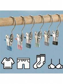 1Piece Of/ 10 Pieces Of Stainless Steel Clothes Clip, Laundry Clothes Nail With Hook, Portable Hanging Clothes Clip, Wardrobe Organizer, Hanger Halloween Decorations Halloween Costumes Autumn Decor Festival Decor - Multicolor - View 8