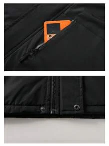 New Detachable Hooded Thermal Lined Windbreaker Jacket For Men, Autumn/Winter - Black - View 4