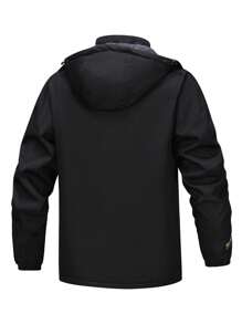 New Detachable Hooded Thermal Lined Windbreaker Jacket For Men, Autumn/Winter - Black - View 2