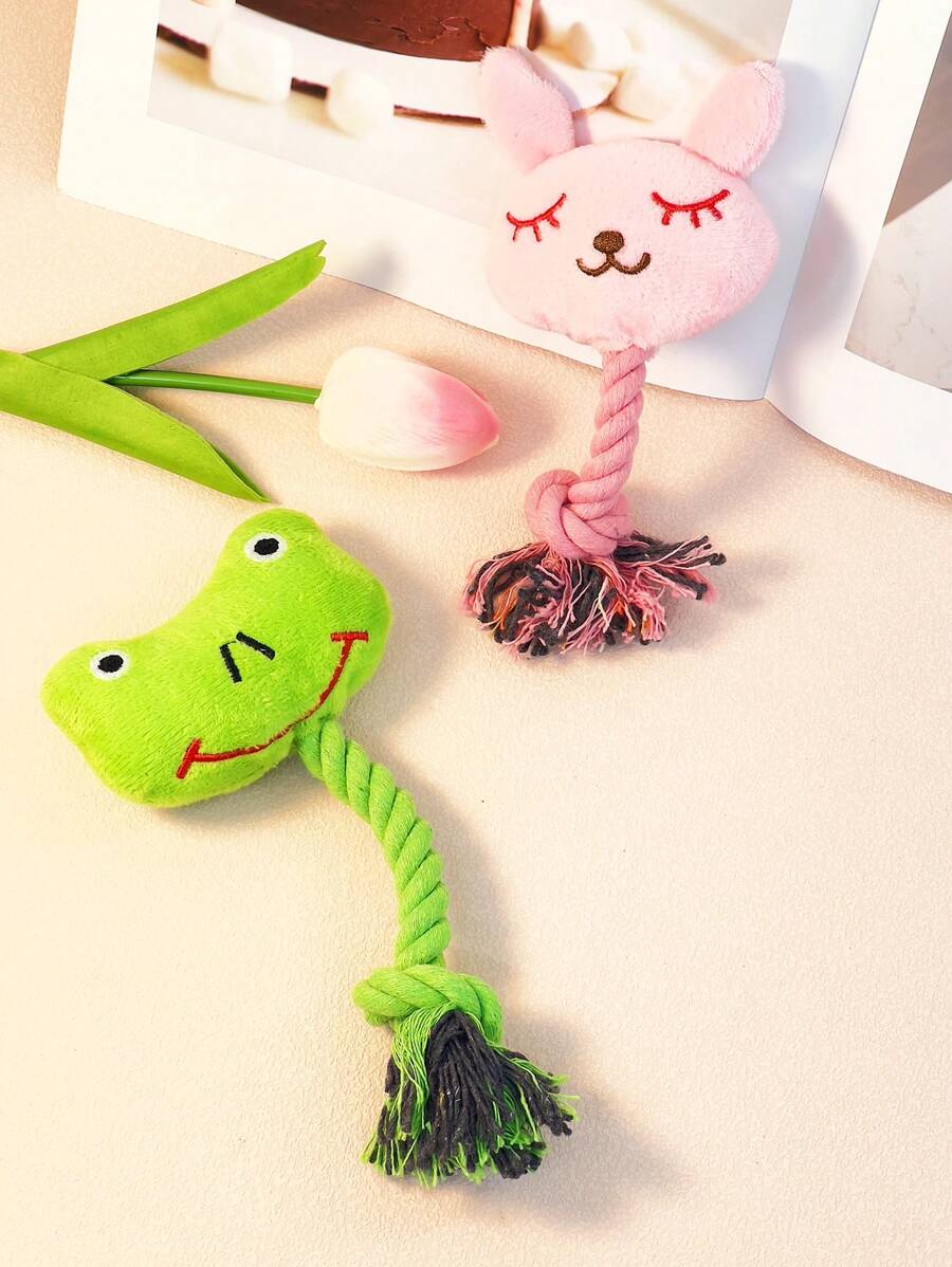 A Cartoon Animal Model Pet Voice Toys, Dog Toys, Interactive Toys, Rope Combination To Make It Look More Bite-Resistant, Suitable For Teddy Bears, Corgis Small Dogs Chew,