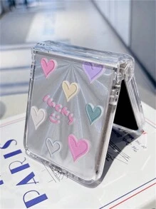 Y2K Korean Cute Colorful Heart Laser Aurora Phone Case Compatible With Samsung Galaxy Z Flip 5 Z Flip6 ZFlip4 Z Flip 3 5G Transparent Graffiti Back Cover