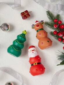 1 件随机款式圣诞毛绒咀嚼玩具，圣诞老人或圣诞树设计，猫/狗爱好者礼物和狗/猫妈妈喜爱的宠物出牙和吱吱作响的玩具 - 彩色 - 查看 8