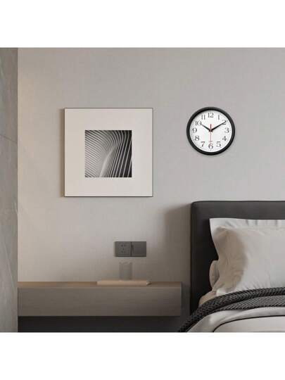 1pc, Wand Klok Living Room Round Kitchen Bedroom Home ation Plastic Battery Operated Dining Bathroom Office,Home ,Room Birthday Graduation Dormitory Back To School ations view 10