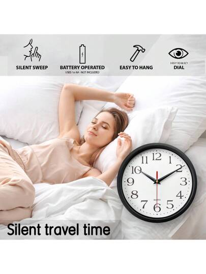 1pc, Wand Klok Living Room Round Kitchen Bedroom Home ation Plastic Battery Operated Dining Bathroom Office,Home ,Room Birthday Graduation Dormitory Back To School ations view 5
