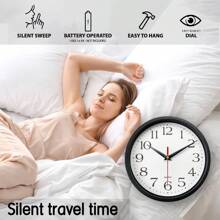 1pc Simple Round Wall Clock, Suitable For Living Room, Kitchen, Bedroom, Home Decor, Plastic Material, Battery Powered, Applicable For Dining Room, Bathroom, Office, Home Decoration, Room Decor, Birthday, Graduation, Dorm, Back To School, Christmas And Other Occasions