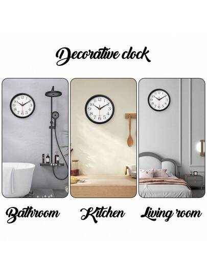 1pc, Wand Klok Living Room Round Kitchen Bedroom Home ation Plastic Battery Operated Dining Bathroom Office,Home ,Room Birthday Graduation Dormitory Back To School ations view 7