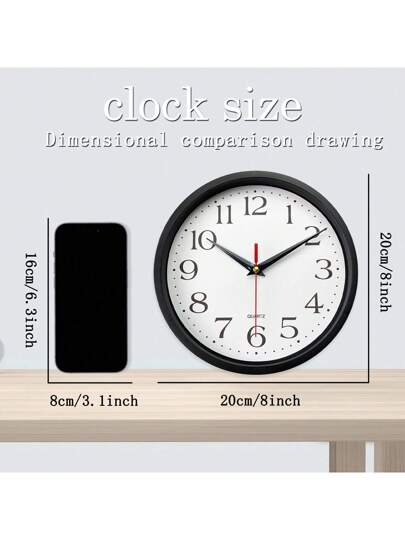 1pc, Wand Klok Living Room Round Kitchen Bedroom Home ation Plastic Battery Operated Dining Bathroom Office,Home ,Room Birthday Graduation Dormitory Back To School ations view 4