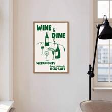 1pc/3PCS Fashion Cin Wine Pink Minimalist Kitchen Canvas Wall Art Print, Retro Wine Poster, Pasta Night Food Print, Bar Cart Wall Art, Bedroom Living Room Hallway Restaurant Art, Room Decor, Wall Decor, Home Decor, Summer Decoration, No Frame Gifts Birthday Graduation Kitchen Decor