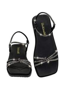 Women's  Slide Sandal Papete Flatform Shekinah Straps Rhinestone Original Shiny Glitter - 查看 6