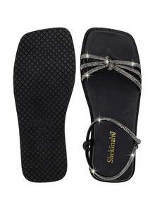 Women's  Slide Sandal Papete Flatform Shekinah Straps Rhinestone Original Shiny Glitter - 查看 9