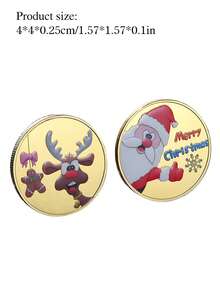 Christmas Decoration 1pc Santa Claus Commemorative Coin, Metal Embossed Medallion, Thanksgiving/Christmas Gift - Multicolor - View 5