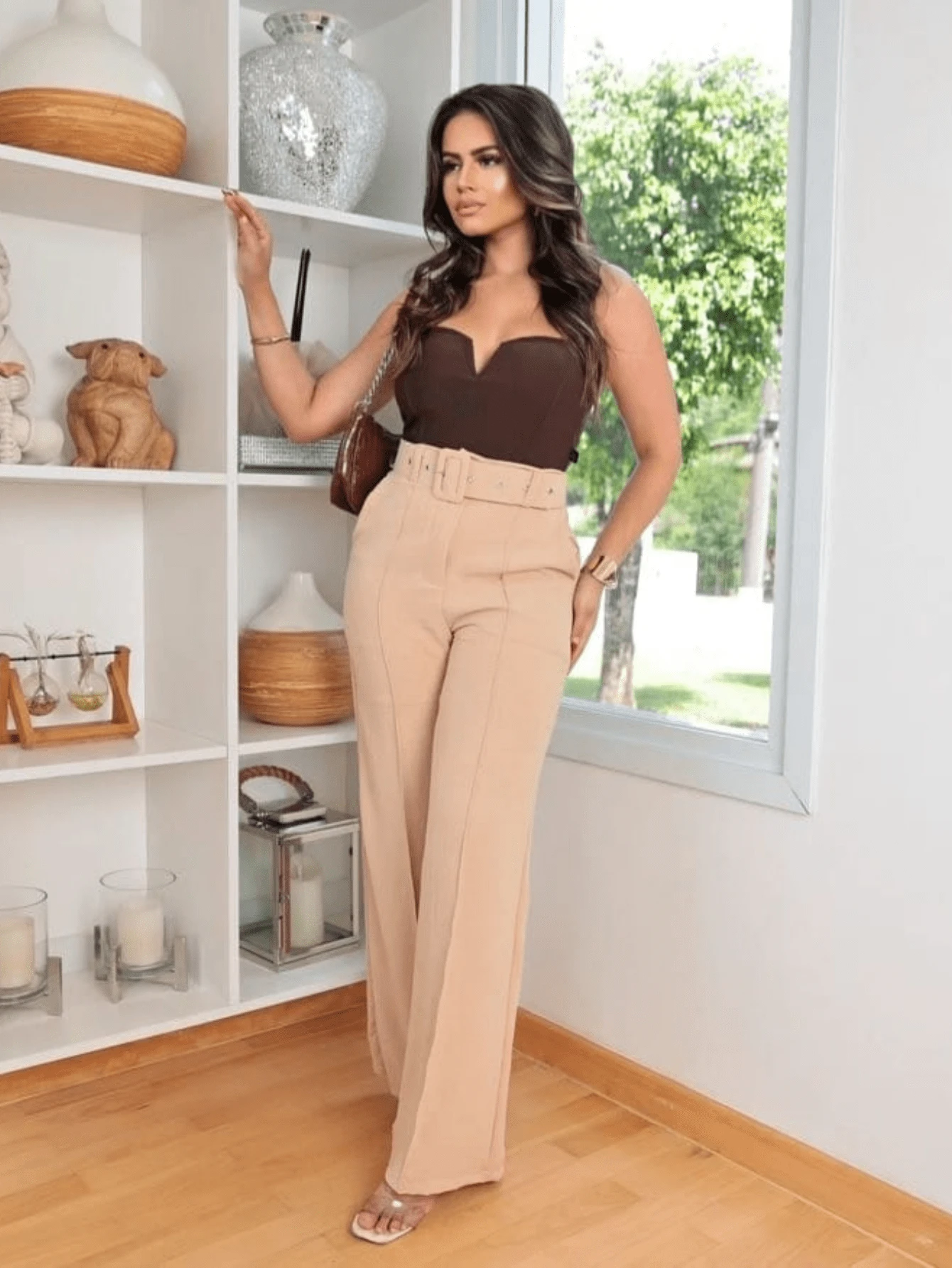 Wide Leg Pants - 米色 - 查看 1