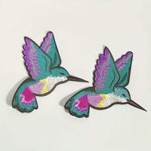 1pc Vibrant Multicolor Magpie Bird Embroidery Badge Patches - Iron-On Appliques For DIY Clothing, Hats, Coats, Dresses, And Fabric Decor - Easy To Use, Durable, And Long-Lasting Cloth Stickers