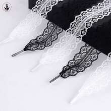 1 对蕾丝鞋带，芭蕾风格，白色丝绸蕾丝边，适合女士男士运动鞋男士训练鞋跑步鞋夏季 - 白色 - 查看 3